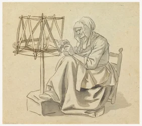 An Old Woman Spinning, 1810–30