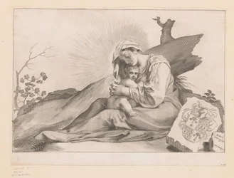 Mary with Child by a Tree Stump