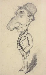 Caricature of a Man with a Large Nose