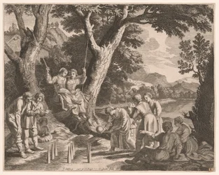 A Game of Boule, Plate 9 from Pastorales
