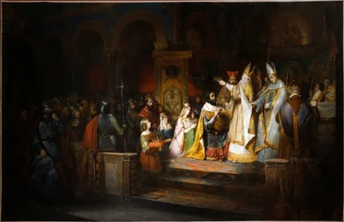 Charlemagne Crowned King of Italy by Pope Adrian I in Milan, 774