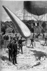 Military aerostats: telephonic experiences in the establishment of Meudon. Engraving by Claverie in Le Monde Illustré n°1331 of September 30