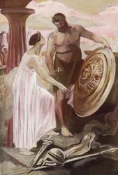 The Shield of Achilles Created by Vulcan. Illustration by Clement Gontier for Homer