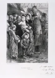 Franco-Prussian War 1870-1871. Siege of Paris 19 Sept 1870-28 Jan 1871. A national soup kitchen in Paris, January 1871. From a series of lithographs by Clément-Auguste Andrieux on the Gardes Nationales. Food Shortage Hunger