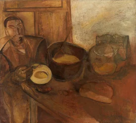 Man Eating Milk-Soup