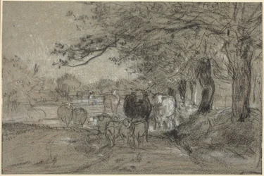 Cows and Sheep under Trees