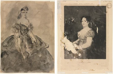 At the Ball (recto); The Woman with the Fan, after Goya (verso)