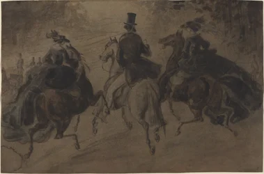 Cavalier and Two Ladies on Horseback