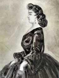 Study of a Half-Length Woman, Hands in Pockets, Profile to the Left