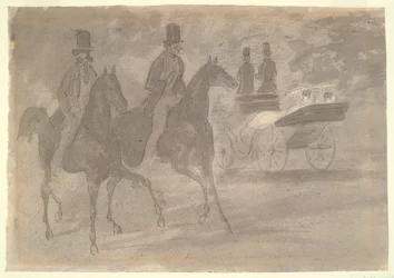 Horse-Drawn Carriages Riding in a Park