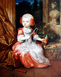 Portrait of a Young Boy in Salmon Dress