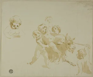 Putti Playing with Goat