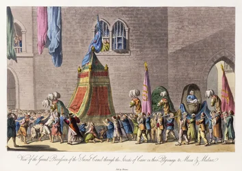 View of the Grand Procession of the Sacred Camel through the Streets of Cairo on their Pilgrimage to Mecca & Medina