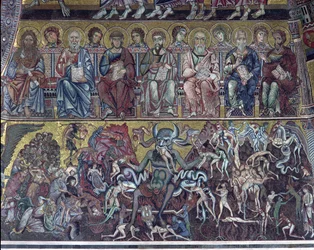 Hell, detail of the Last Judgement from the vault above the apse, 1225 mosaic