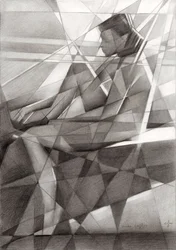 Contemplative Cubist Figure