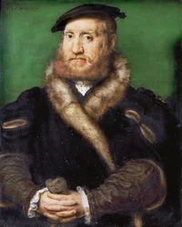 Portrait of a bearded man with fur coat