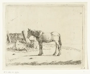 Landscape with Horse and Two Cows by a Fence
