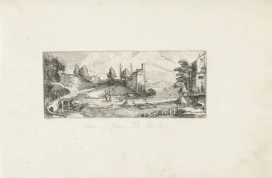 River Landscape with Two Women on a Bridge (Landscapes)
