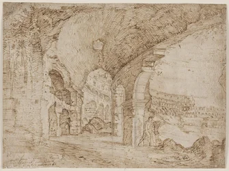 Part of the Interior of the Colosseum in Rome