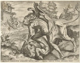 Hercules Wrestling with Achelous