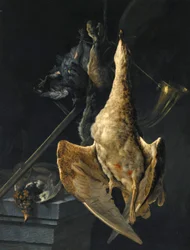 Hunting Still Life with a Goose, a Hare, a Hunting Horn, a Shotgun and Other Game