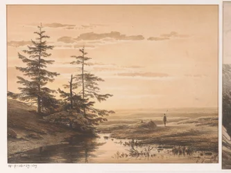 Landscape with sunset