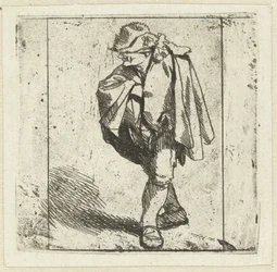 Standing Man with Right Hand on Chest in His Cloak