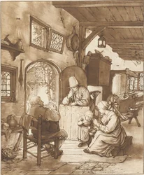 Newspaper Reader in Interior