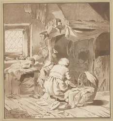 Peasant Interior with Two Women