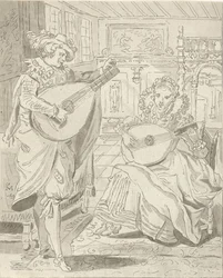 Man and Woman Playing Lute