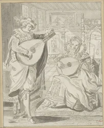 Gentleman and Lady Playing Lute