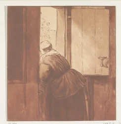 Woman Leaning Over a Half-Door