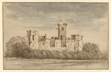 Castle Ruin, Overgrown with Dense Bushes