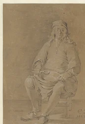 Seated Man with a Bowl on His Lap