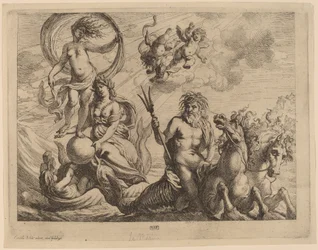 Neptune with Two Horses on the Sea