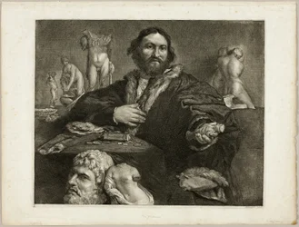 Portrait of Andrea Odoni, from Cabinet Reynst; Engravings of various images painted by famous artists