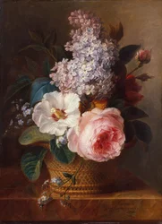 Still Life of Flowers in a Basket