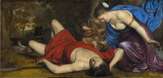 Venus and Cupid Mourning the Dead Adonis
