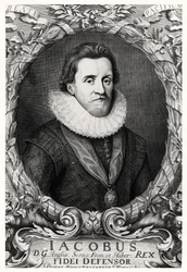Portrait of James I, King of Great Britain, engraved by R.White