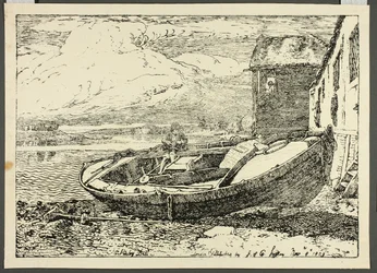 A Boy Sitting on a Banked Vessel