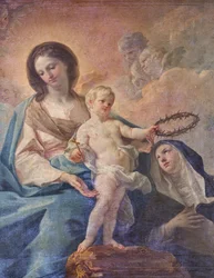 Church of the SS Salvatore, Interior, Altar of the Rosary, Our Lady of the Rosary, Canvas by Corrado Giaquinto, Detail