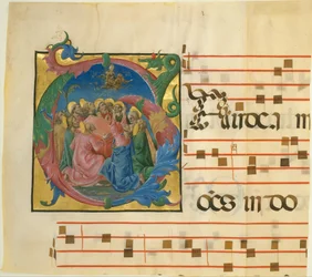 Manuscript Illumination with the Assumption of the Virgin in an Initial G