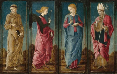 The Annunciation with Saint Francis and Saint Louis of Toulouse, c. 1470-1480