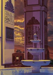 Mosque Fountain Sunset