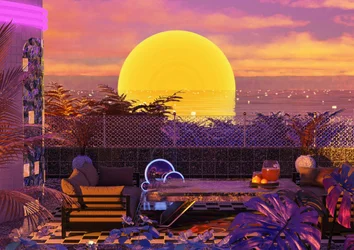Neon Sunset Terrace