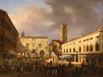 View of the Piazza Grande in Bergamo