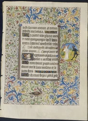 Leaf from a Book of Hours: Angel Chasing a Devil (recto)