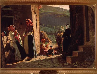 Meeting of Peasants Women with Children at Sunset