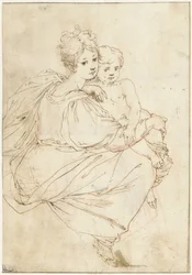 Seated Young Woman with a Naked Child on Her Lap