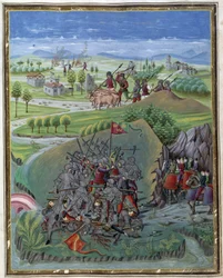 Influence of the Sun: War. Miniature by Cristoforo de Predis in 
